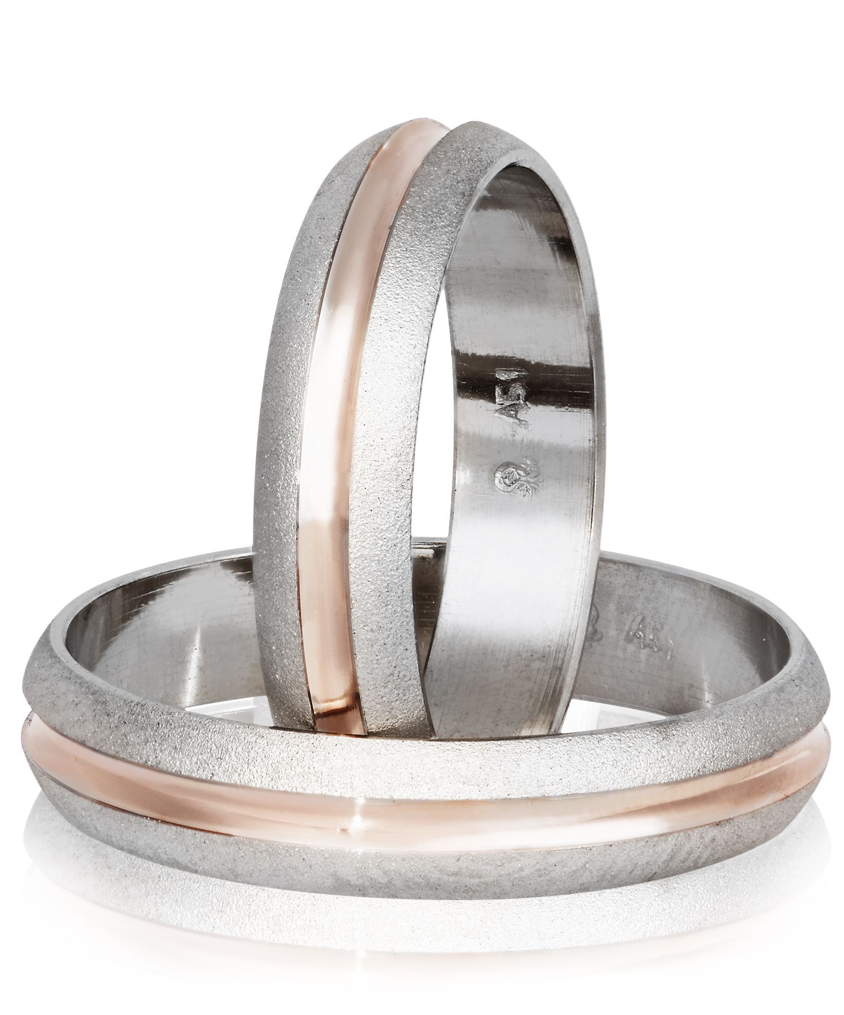 White gold & rose gold wedding rings 4.5mm (code S63)